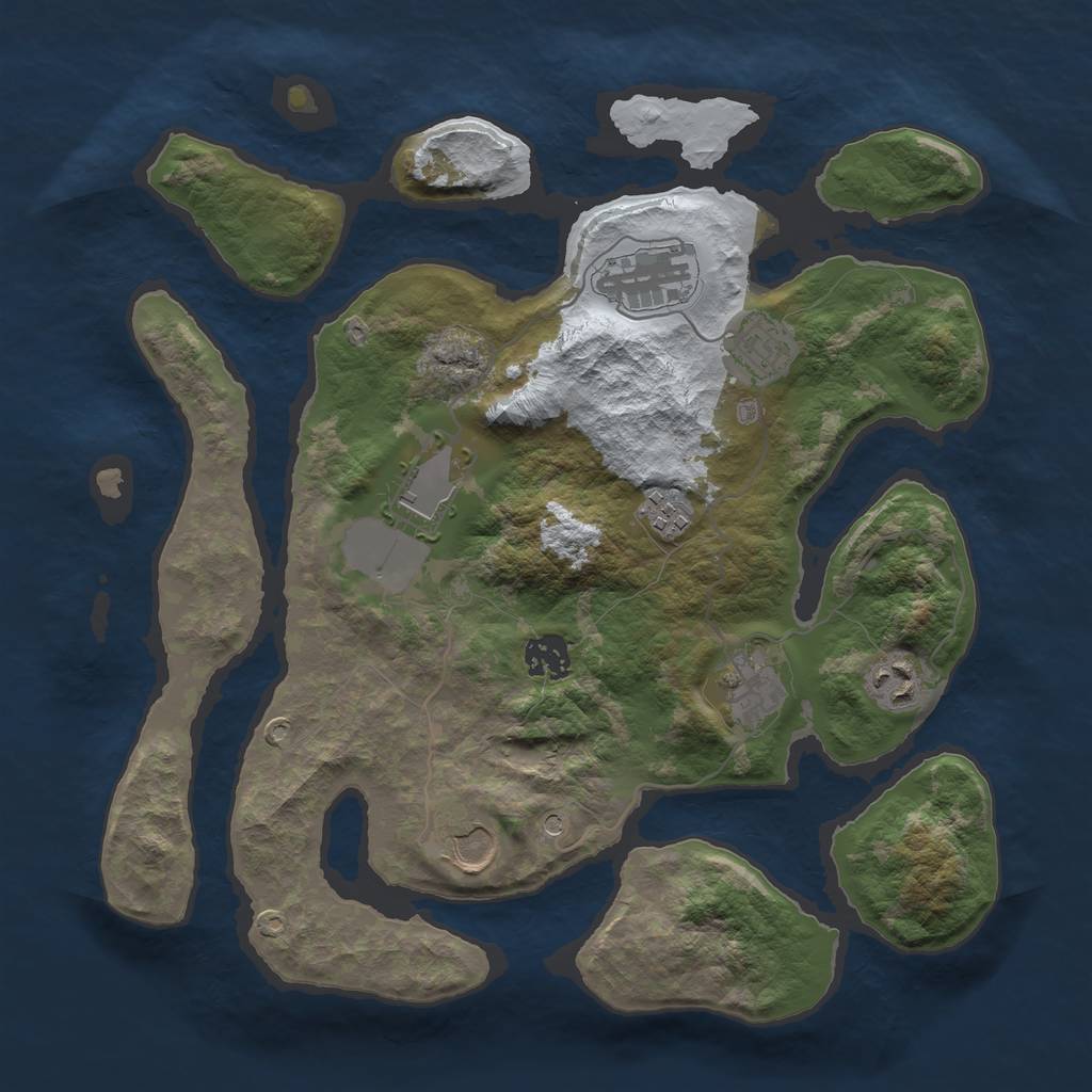 Rust Map: Barren, Size: 3500, Seed: 4980911, 11 Monuments