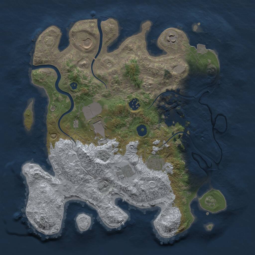 Rust Map: Procedural Map, Size: 3500, Seed: 5843373, 12 Monuments