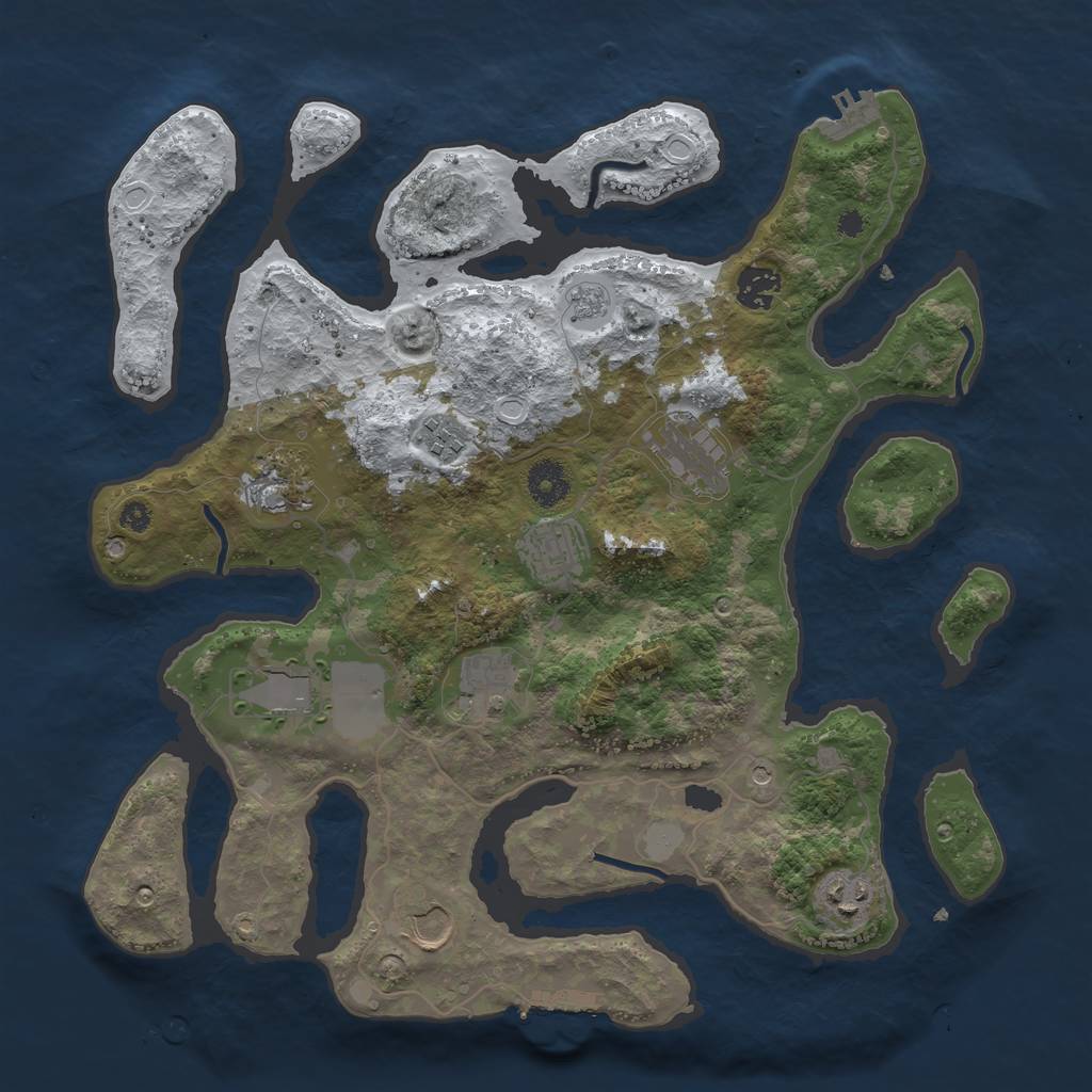 Rust Map: Procedural Map, Size: 3700, Seed: 991244, 18 Monuments