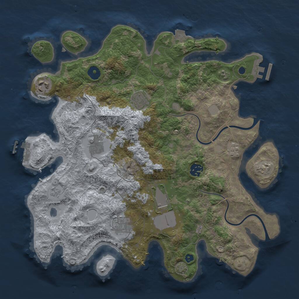 Rust Map: Procedural Map, Size: 3500, Seed: 1981901, 13 Monuments