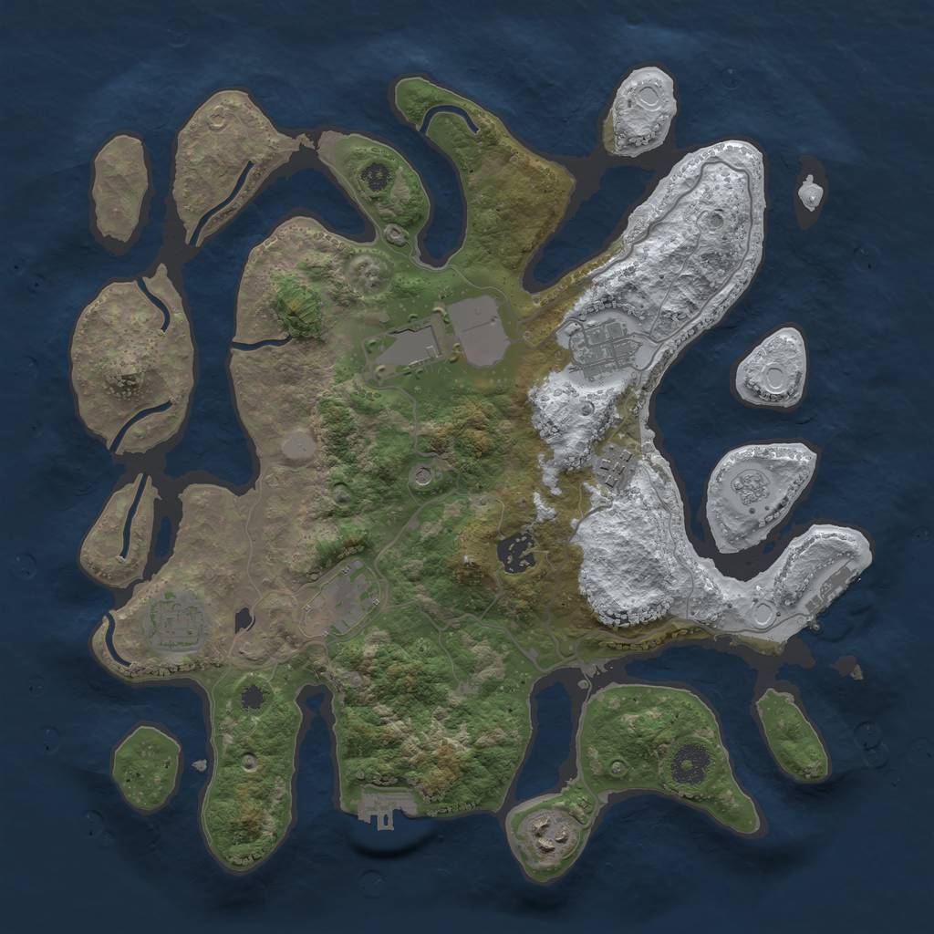 Rust Map: Procedural Map, Size: 3500, Seed: 3376197, 16 Monuments