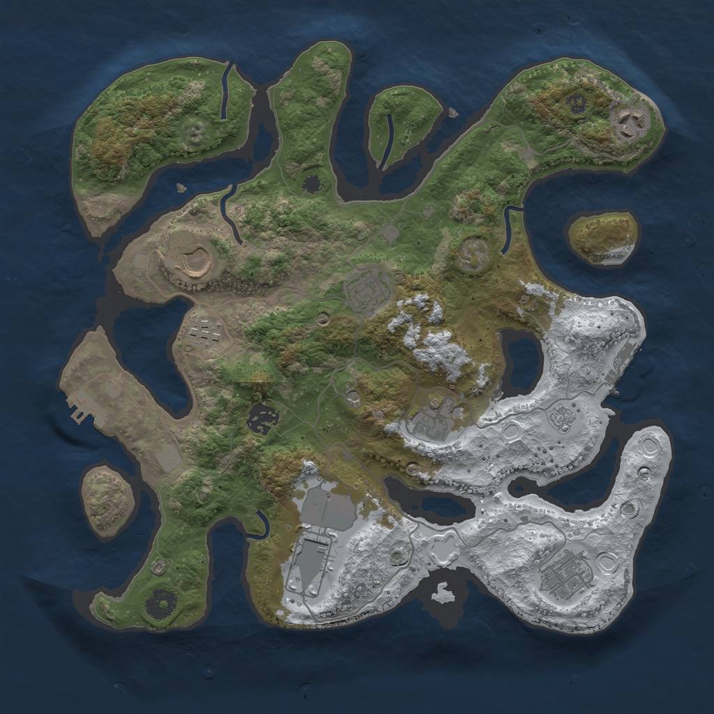 Rust Map: Procedural Map, Size: 3500, Seed: 3879307, 17 Monuments