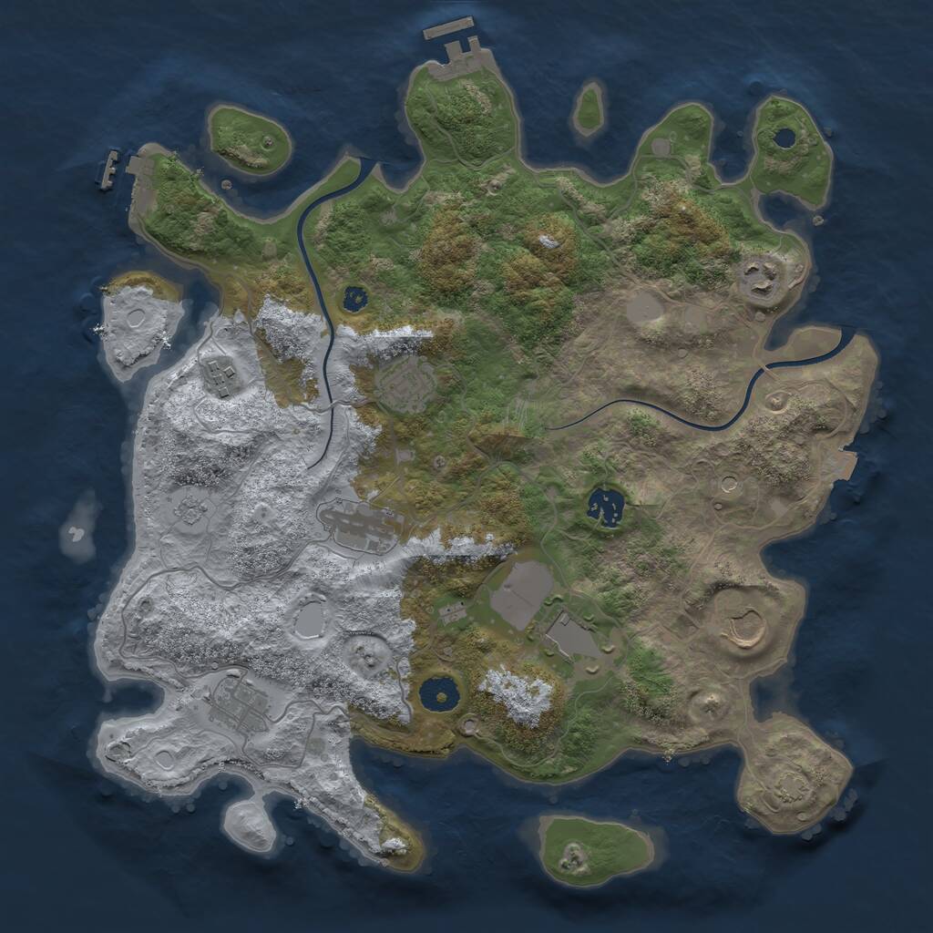 Rust Map: Procedural Map, Size: 3700, Seed: 4641808, 14 Monuments