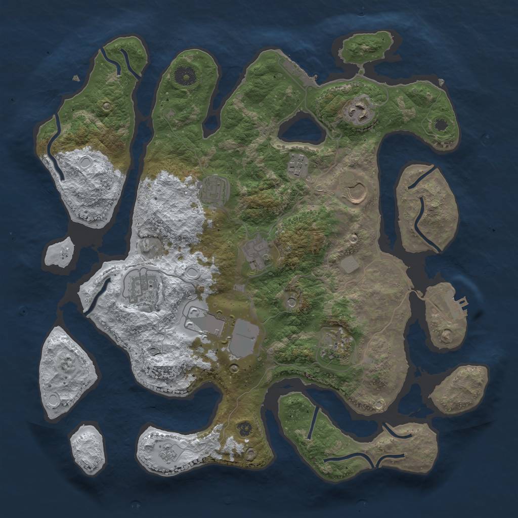 Rust Map: Procedural Map, Size: 3700, Seed: 3114814, 17 Monuments