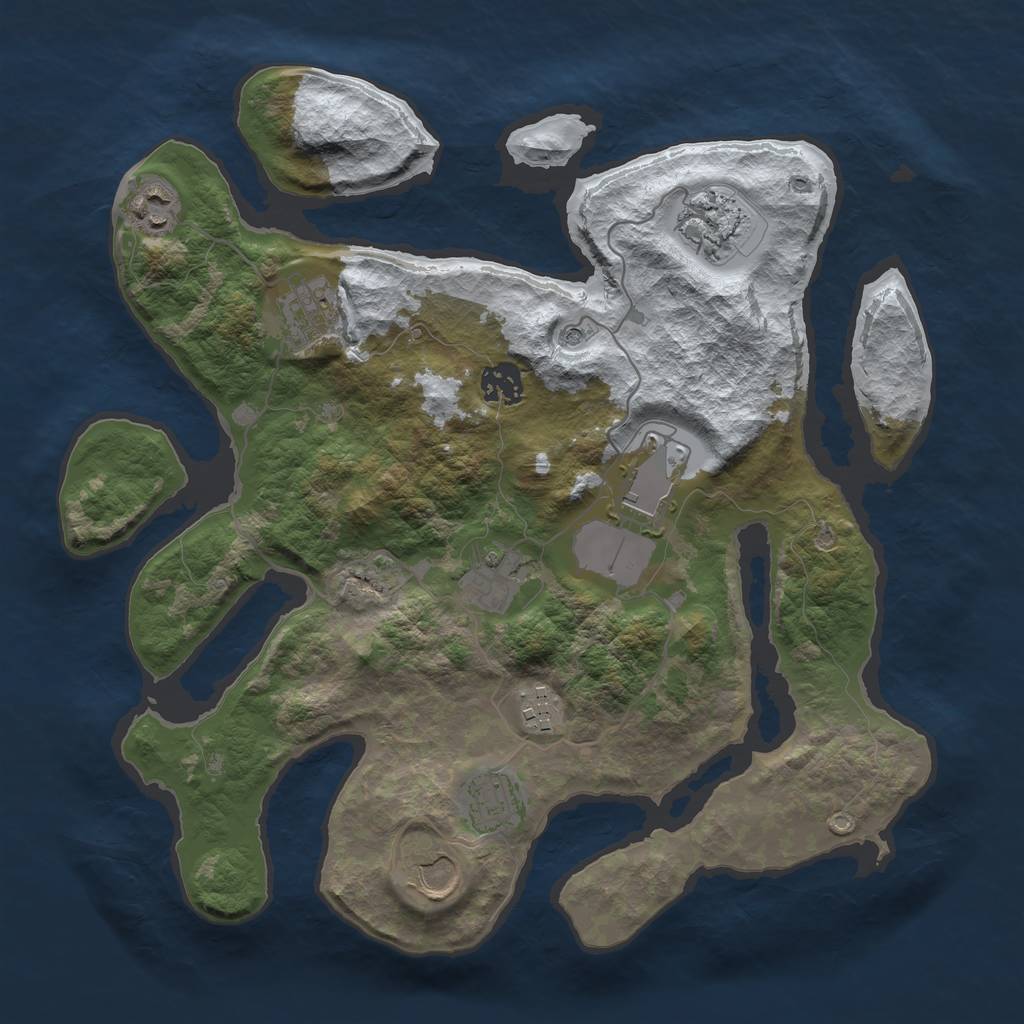 Rust Map: Barren, Size: 3500, Seed: 571397, 12 Monuments
