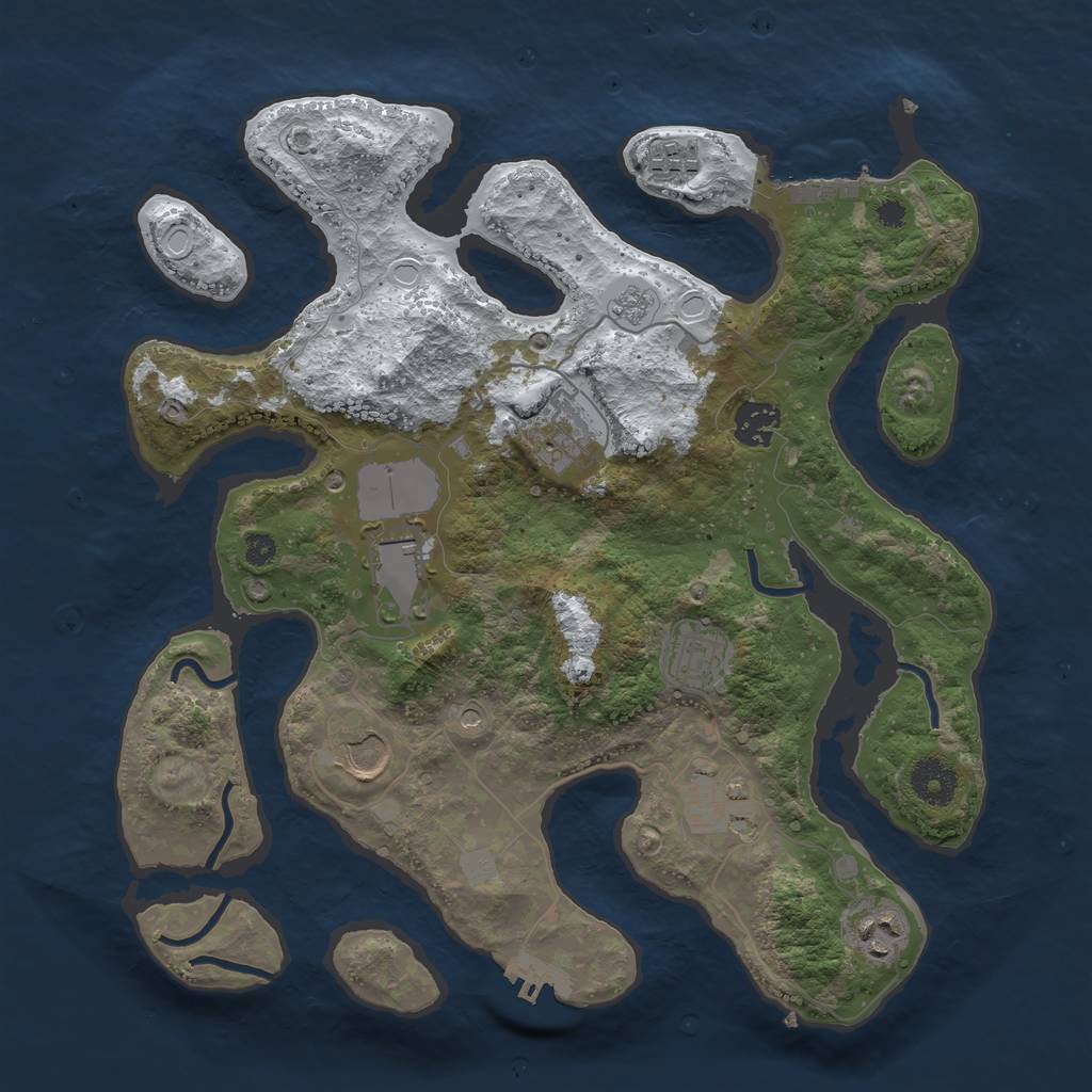 Rust Map: Procedural Map, Size: 3500, Seed: 3442625, 17 Monuments