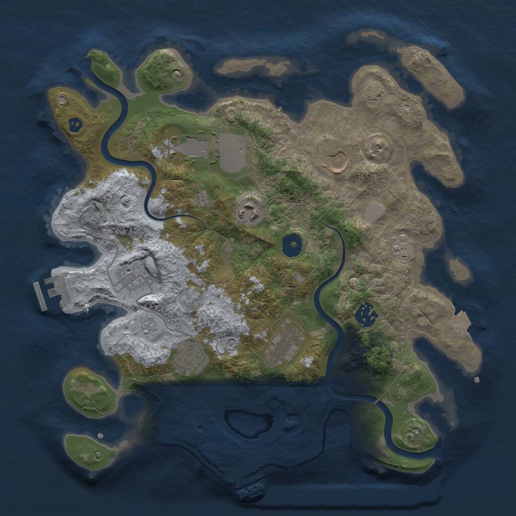 Rust Map: Procedural Map, Size: 3500, Seed: 3551691, 14 Monuments