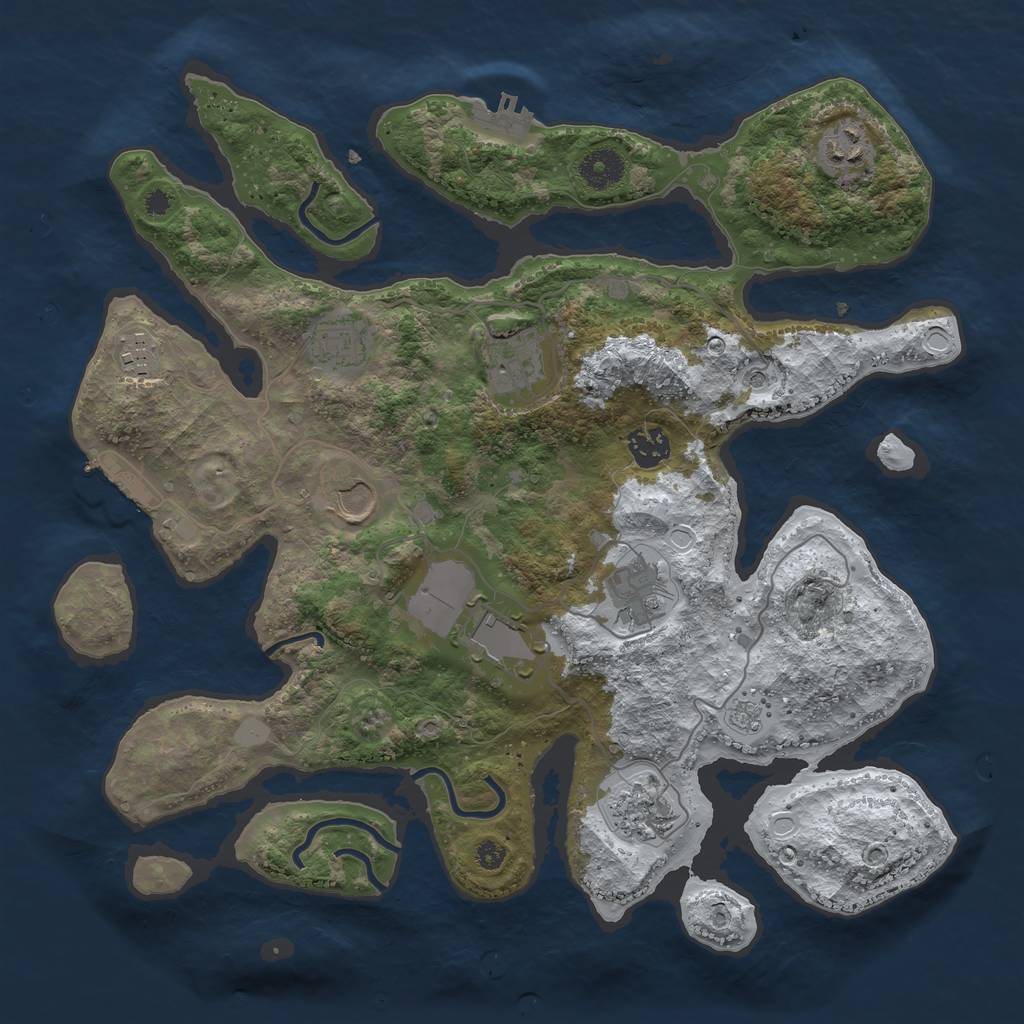 Rust Map: Procedural Map, Size: 3700, Seed: 3719822, 18 Monuments