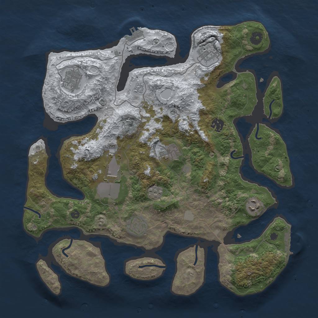 Rust Map: Procedural Map, Size: 3700, Seed: 6156210, 17 Monuments