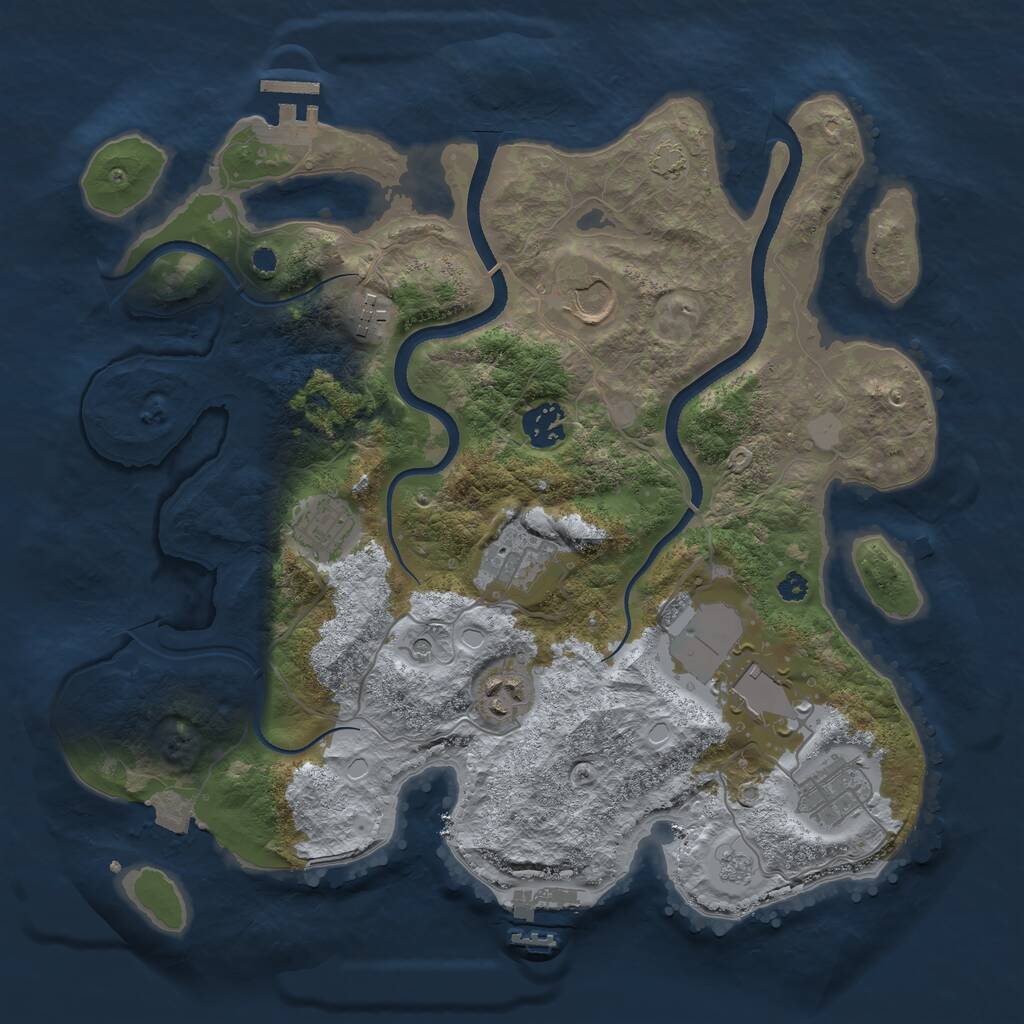 Rust Map: Procedural Map, Size: 3500, Seed: 5399236, 14 Monuments