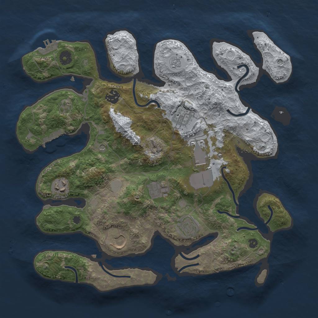 Rust Map: Procedural Map, Size: 3500, Seed: 2251434, 16 Monuments