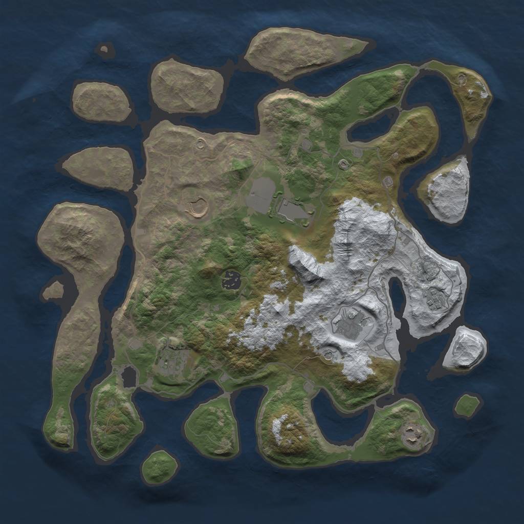 Rust Map: Barren, Size: 4000, Seed: 1579246920, 10 Monuments