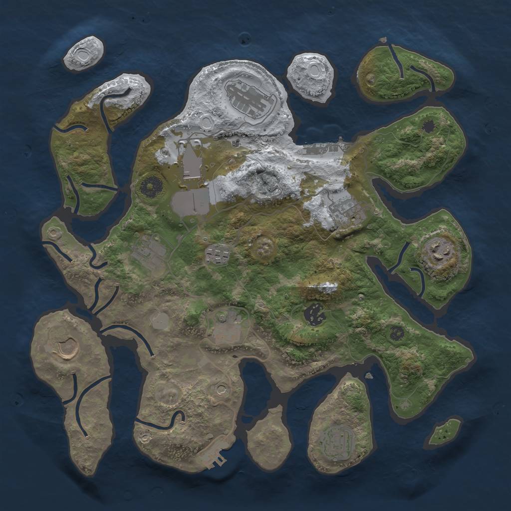 Rust Map: Procedural Map, Size: 3500, Seed: 1671559, 18 Monuments