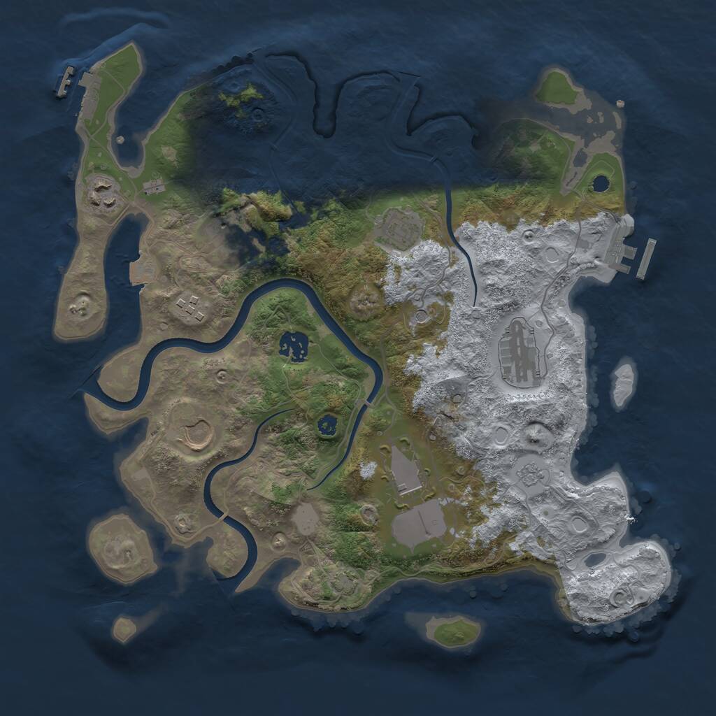 Rust Map: Procedural Map, Size: 3500, Seed: 1056334, 14 Monuments