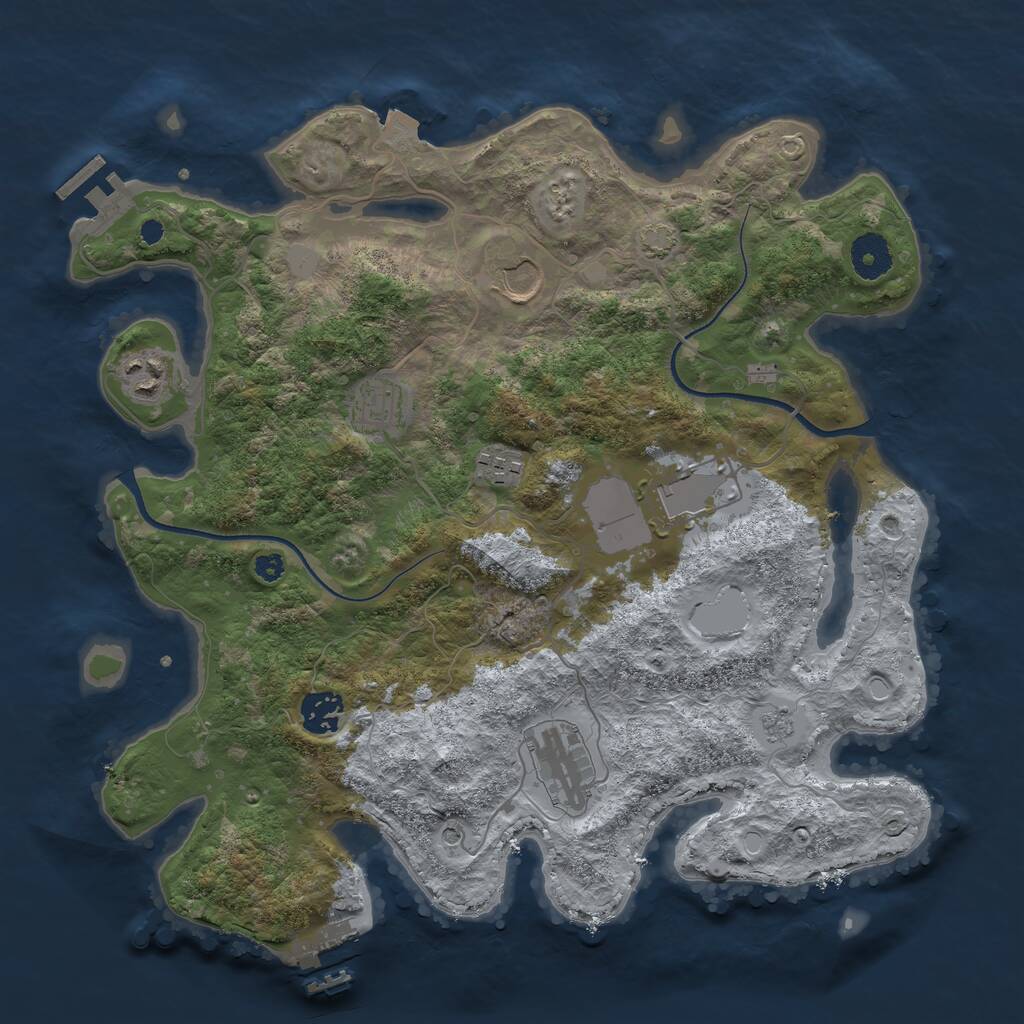 Rust Map: Procedural Map, Size: 3550, Seed: 295032, 13 Monuments