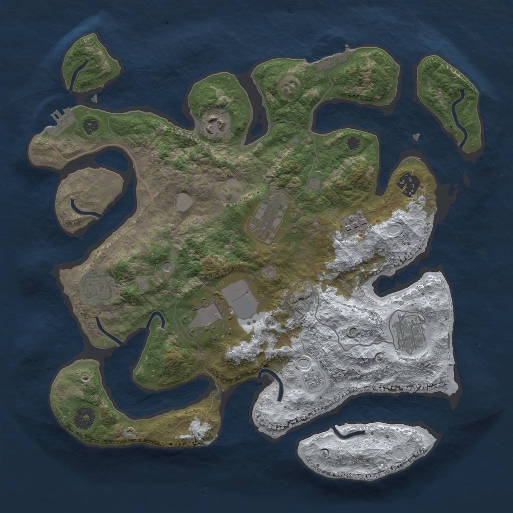 Rust Map: Procedural Map, Size: 3500, Seed: 5553757, 16 Monuments