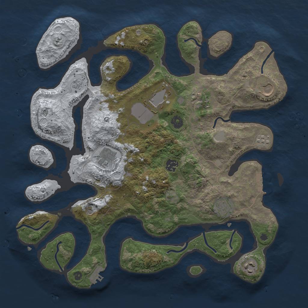 Rust Map: Procedural Map, Size: 3700, Seed: 2891185, 17 Monuments