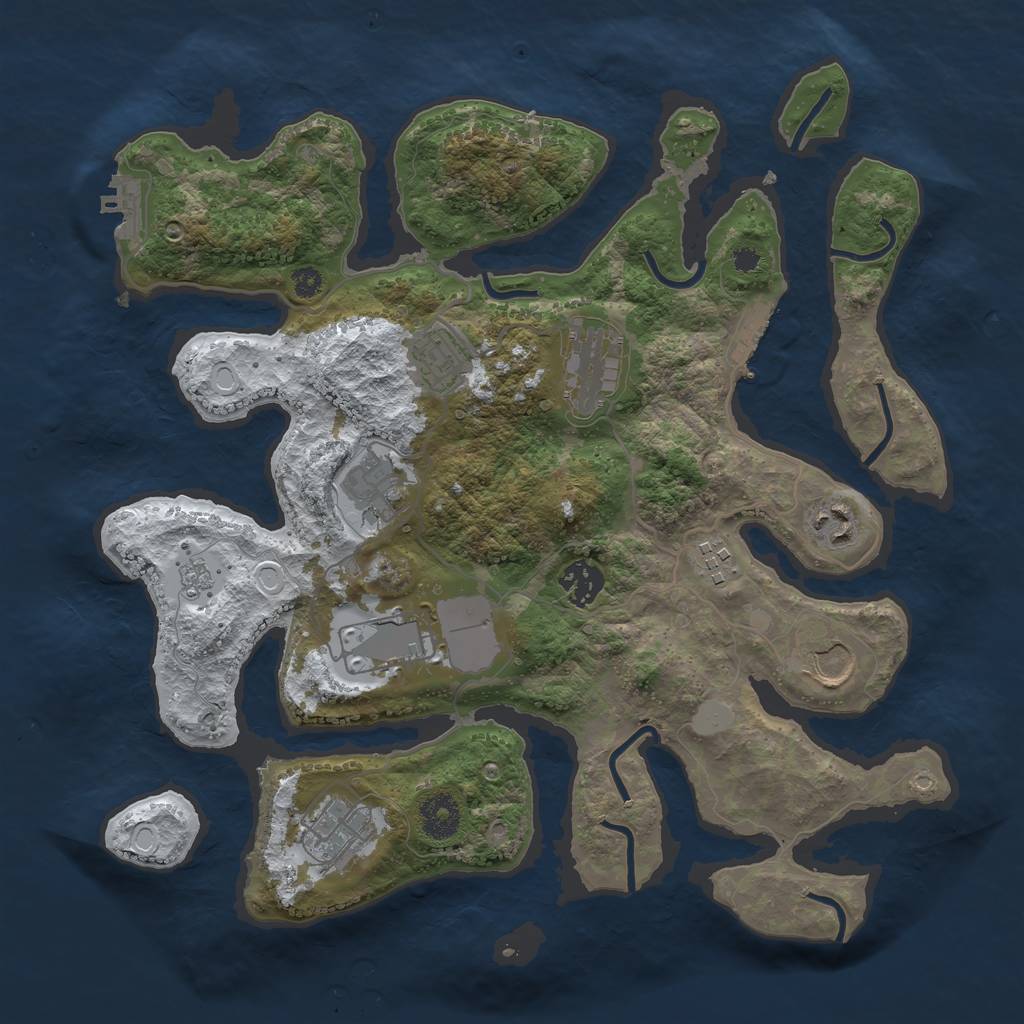 Rust Map: Procedural Map, Size: 3500, Seed: 602813, 17 Monuments
