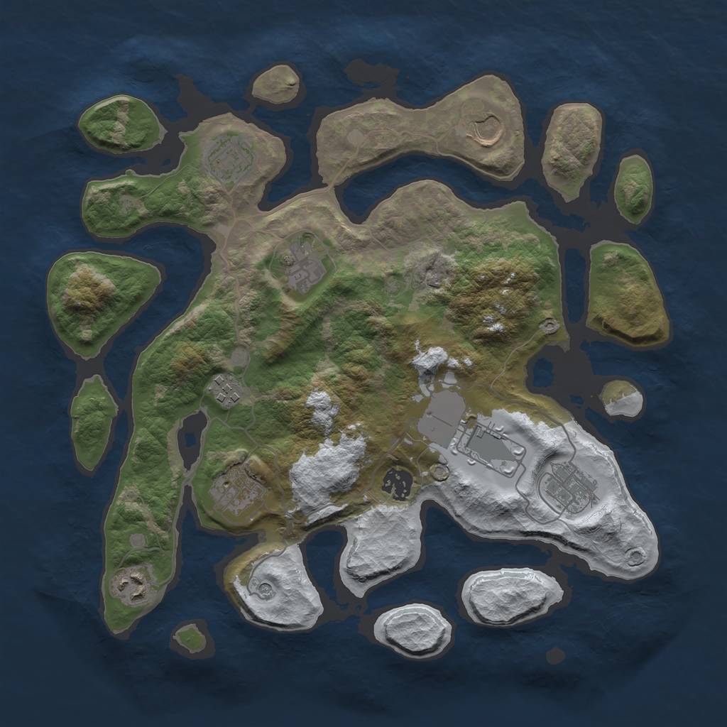 Rust Map: Barren, Size: 3500, Seed: 5260387, 12 Monuments