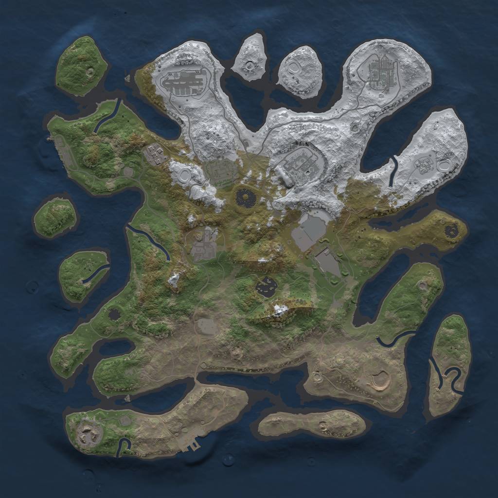 Rust Map: Procedural Map, Size: 3700, Seed: 4131701, 18 Monuments