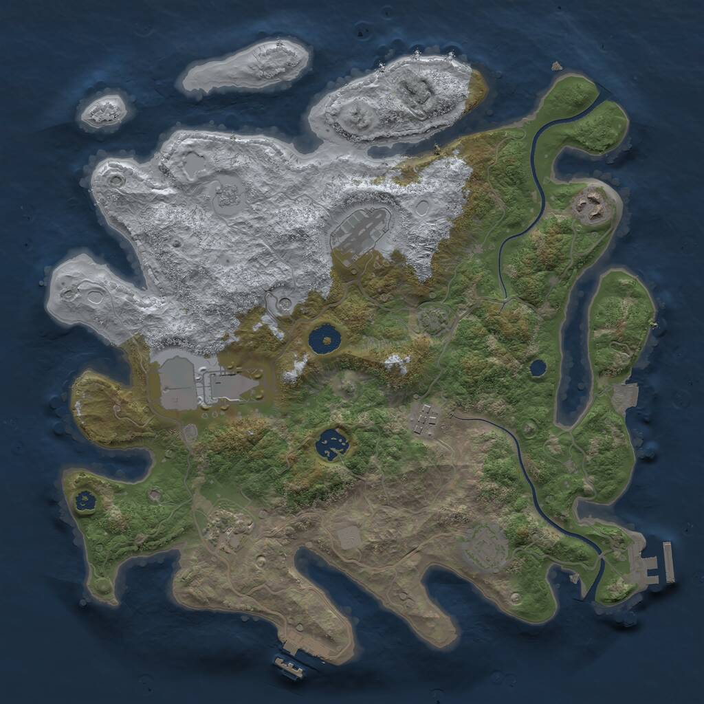 Rust Map: Procedural Map, Size: 3500, Seed: 3633339, 13 Monuments