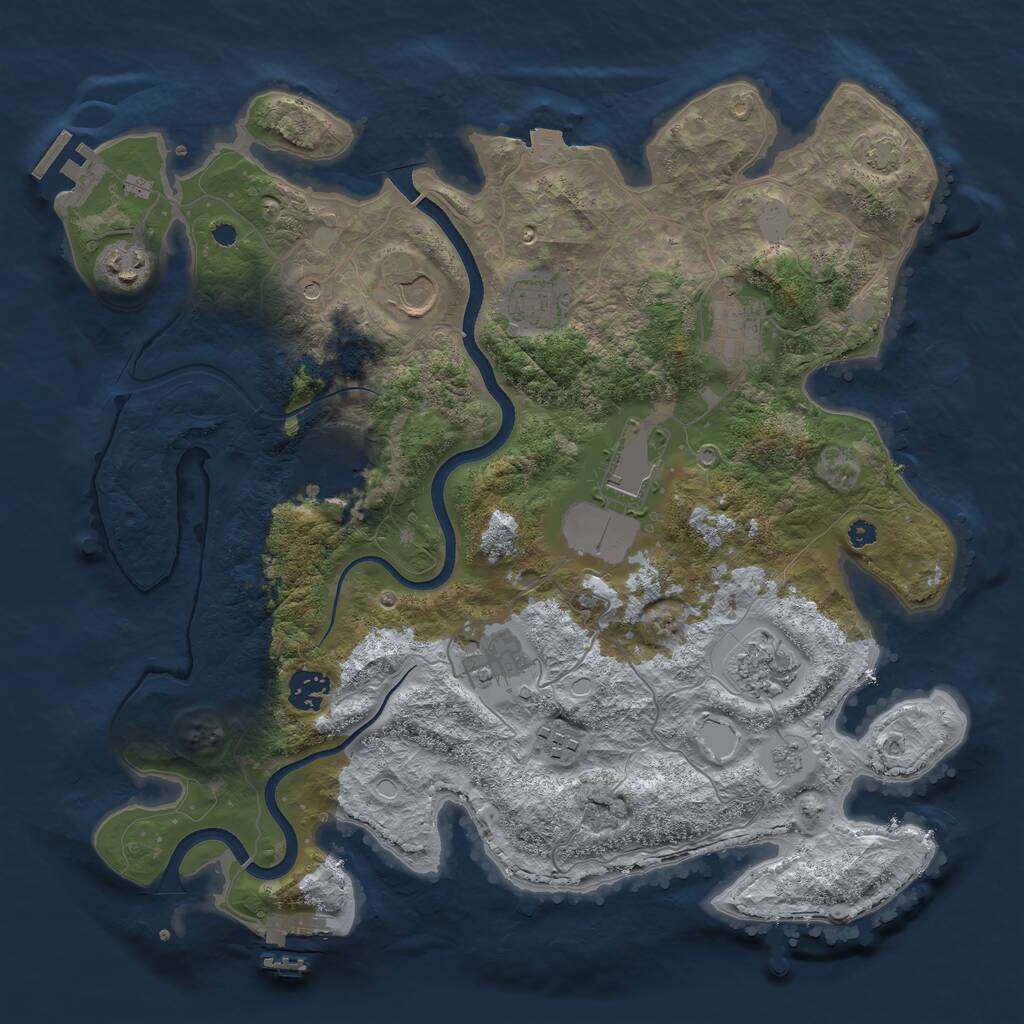 Rust Map: Procedural Map, Size: 3700, Seed: 1934275, 16 Monuments