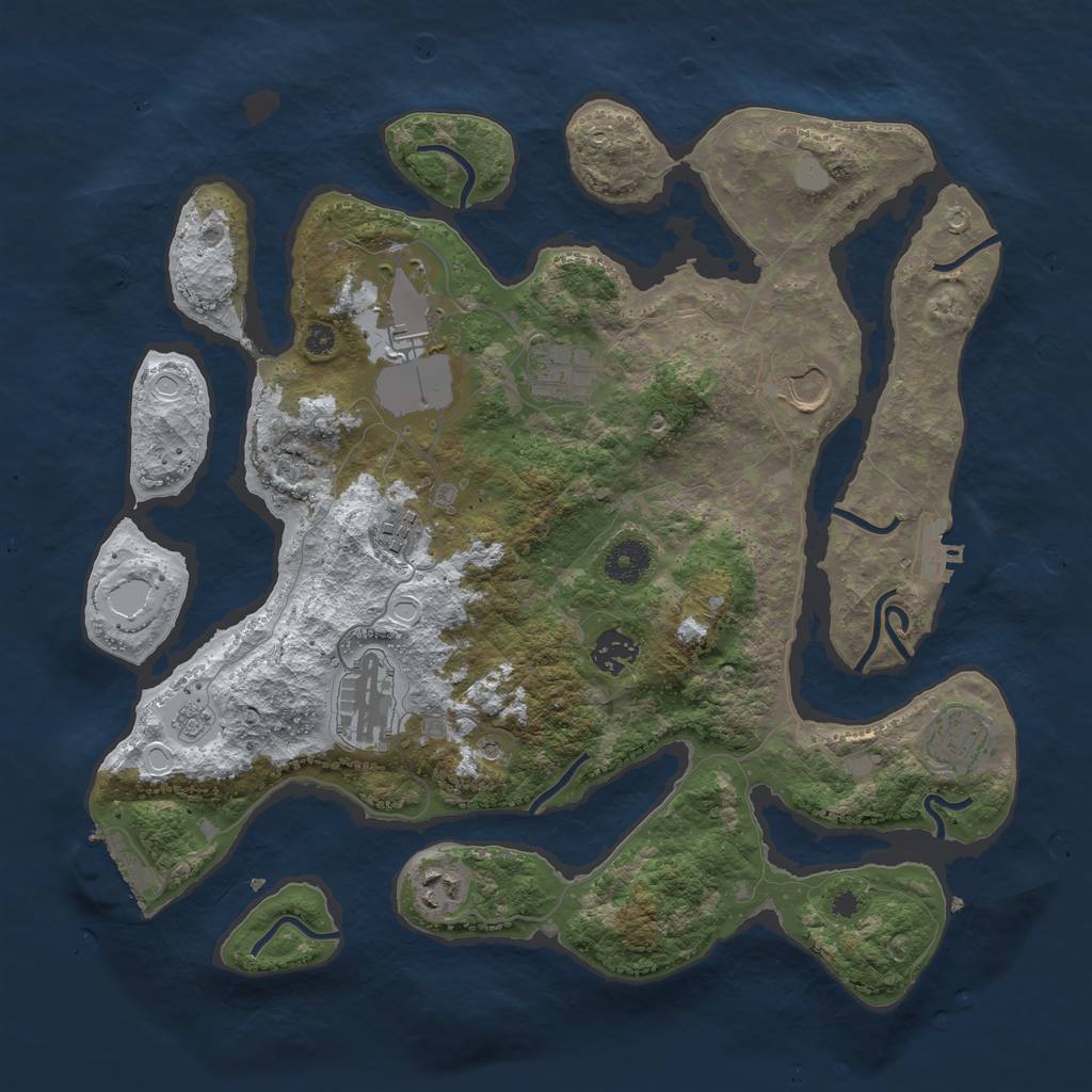 Rust Map: Procedural Map, Size: 3700, Seed: 1309001, 17 Monuments
