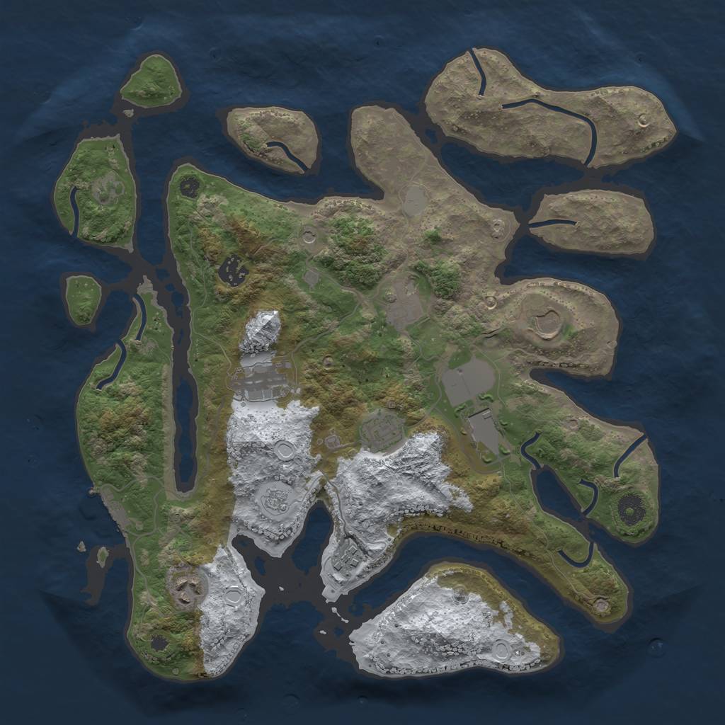 Rust Map: Procedural Map, Size: 3700, Seed: 5641064, 16 Monuments