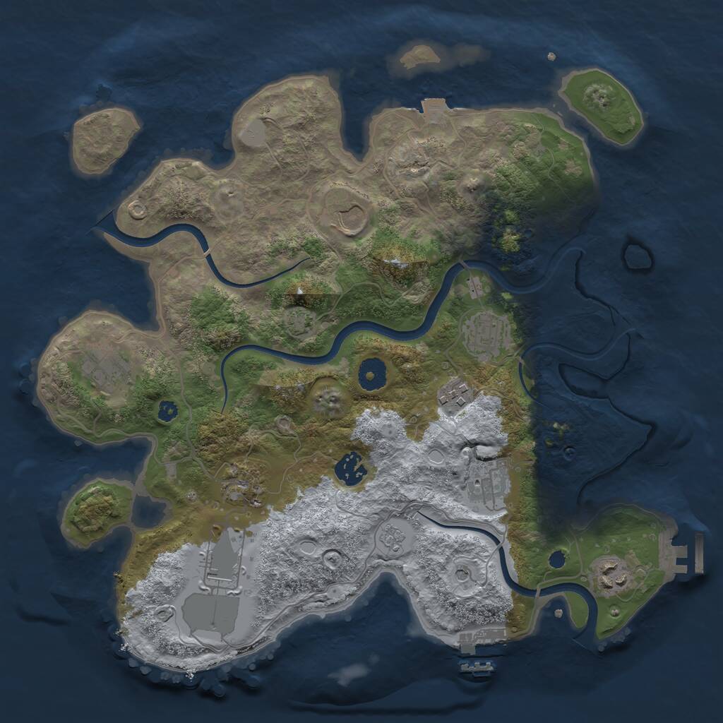 Rust Map: Procedural Map, Size: 3500, Seed: 921757, 15 Monuments