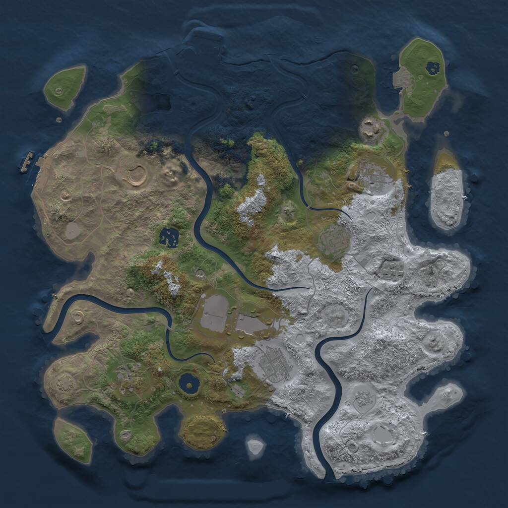 Rust Map: Procedural Map, Size: 3700, Seed: 3850221, 15 Monuments