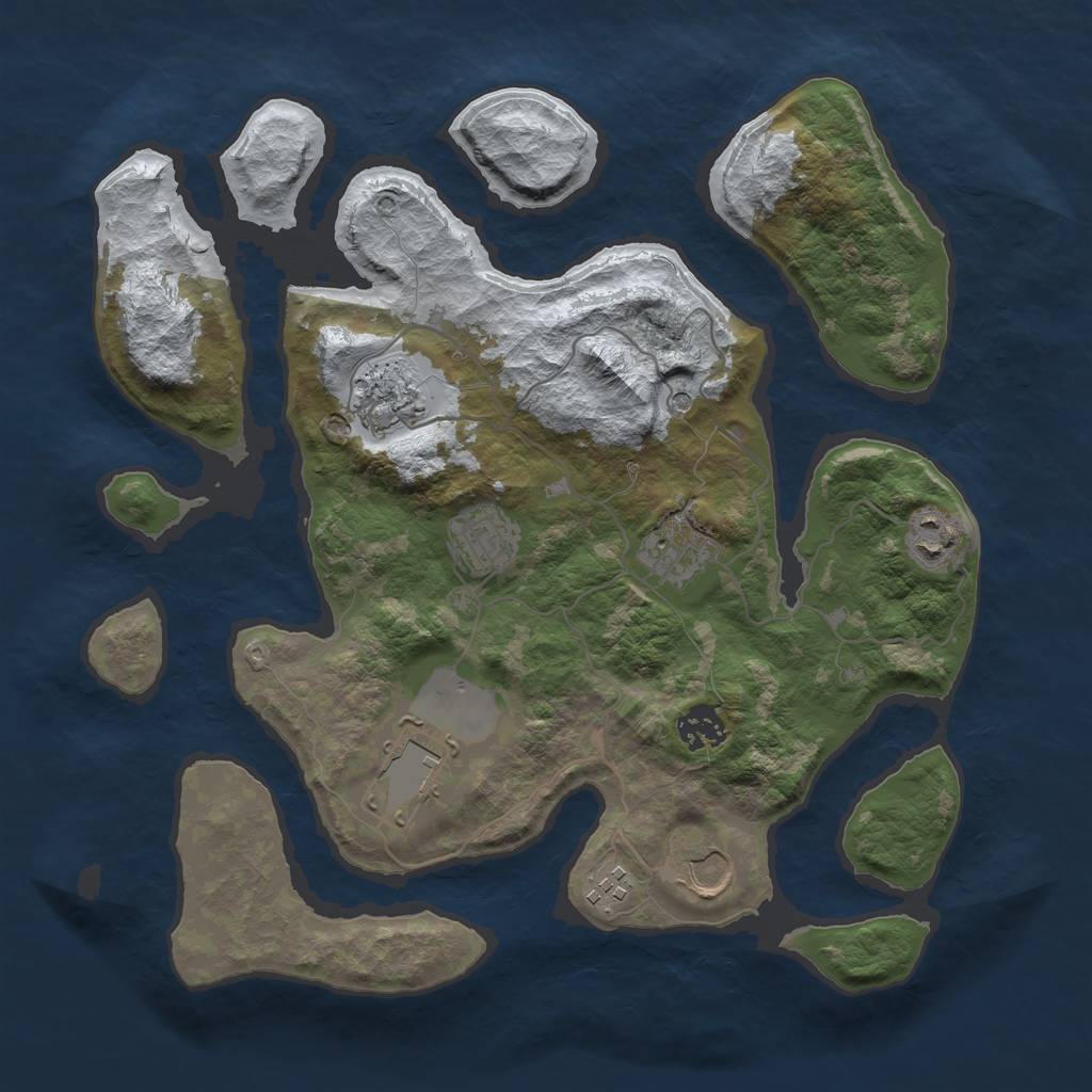 Rust Map: Barren, Size: 3500, Seed: 60521, 11 Monuments