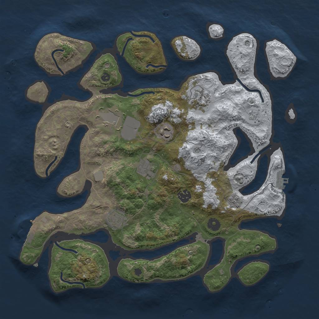Rust Map: Procedural Map, Size: 3700, Seed: 2335983, 16 Monuments