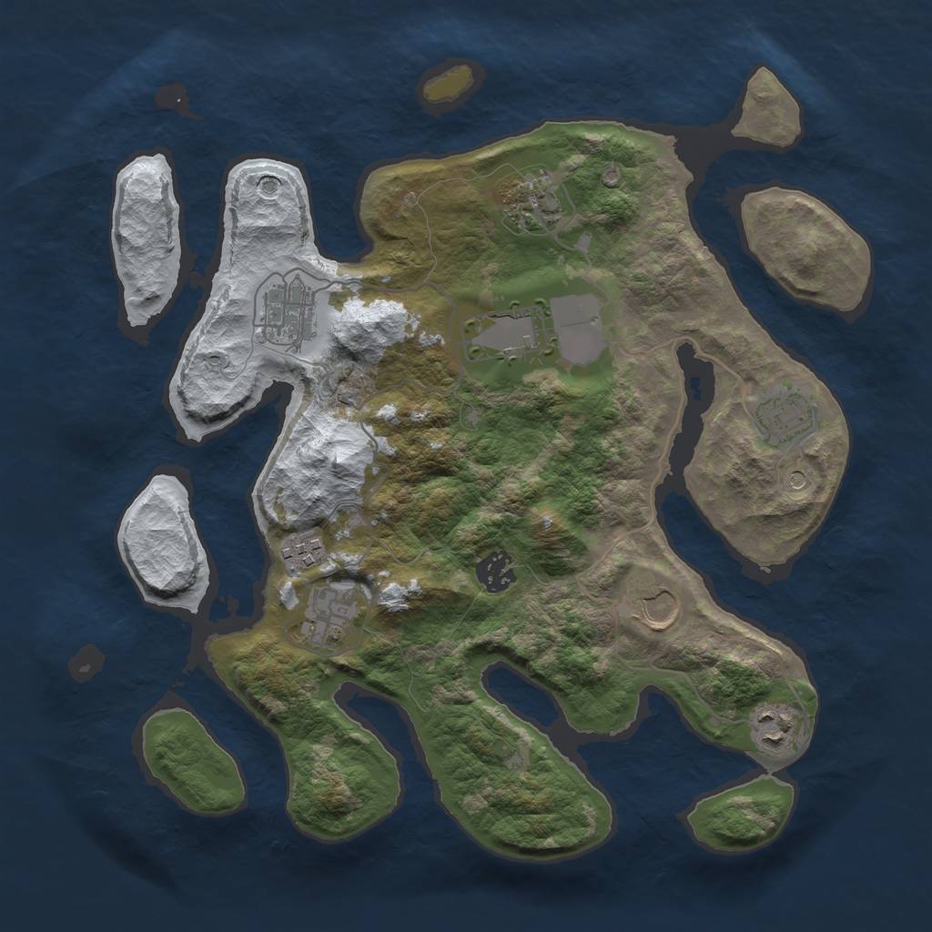 Rust Map: Barren, Size: 3500, Seed: 5051441, 12 Monuments