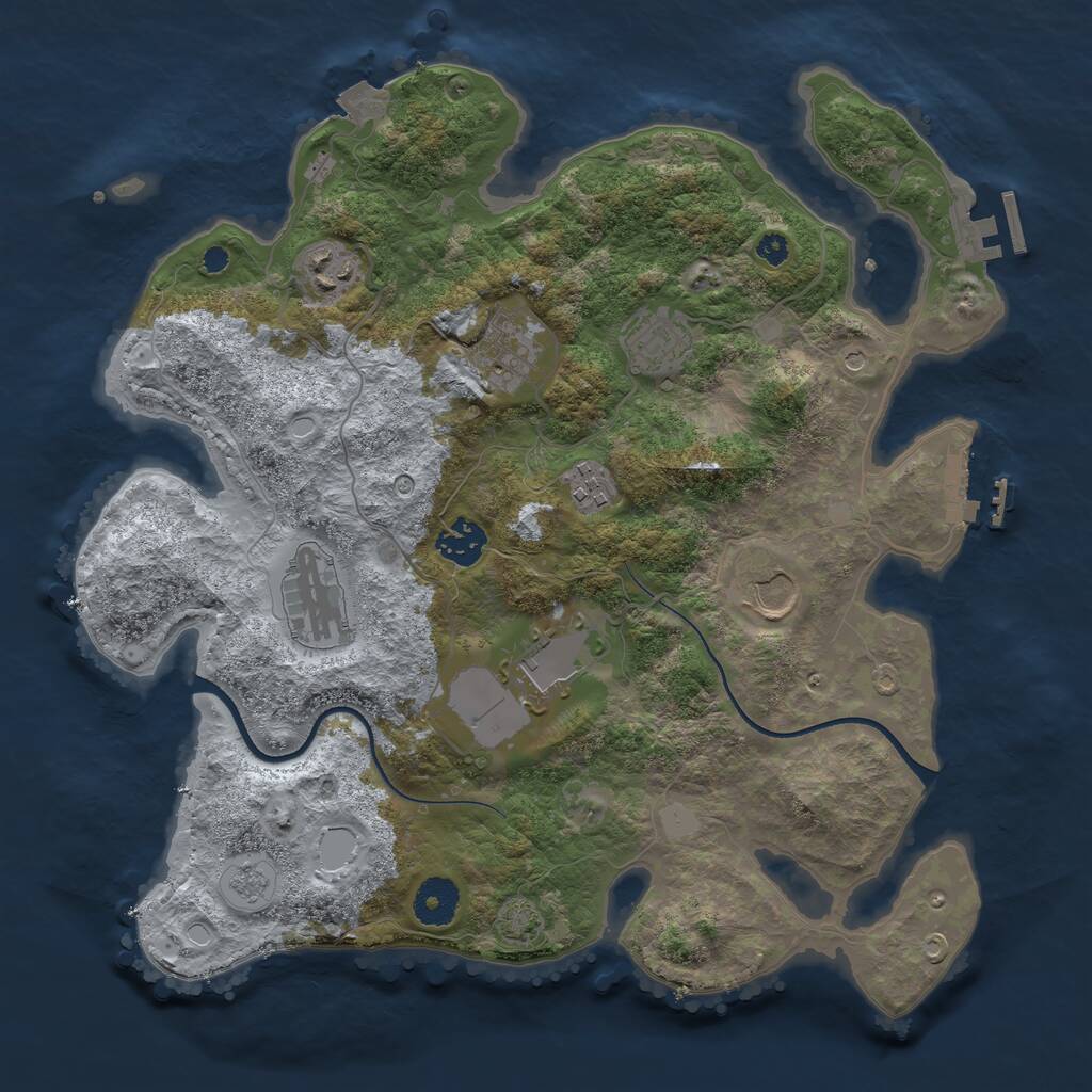 Rust Map: Procedural Map, Size: 3500, Seed: 3016318, 14 Monuments