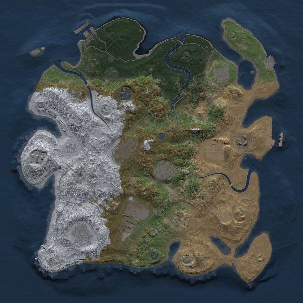Rust Map: Procedural Map, Size: 3500, Seed: 3016318, 17 Monuments