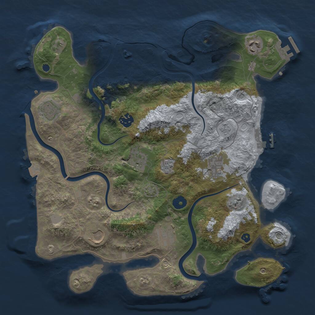 Rust Map: Procedural Map, Size: 3500, Seed: 5094144, 14 Monuments