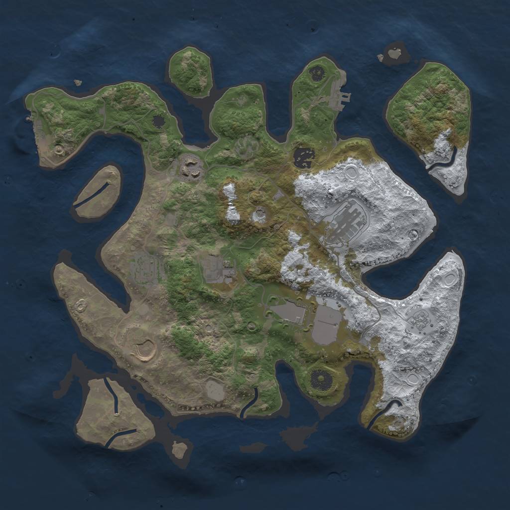 Rust Map: Procedural Map, Size: 3500, Seed: 1784338, 16 Monuments