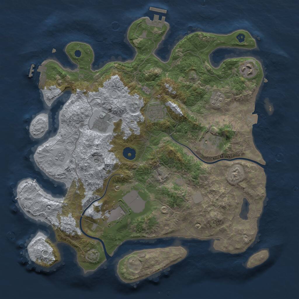 Rust Map: Procedural Map, Size: 3500, Seed: 4936624, 12 Monuments