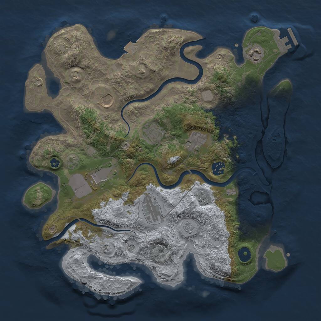 Rust Map: Procedural Map, Size: 3500, Seed: 4148113, 13 Monuments