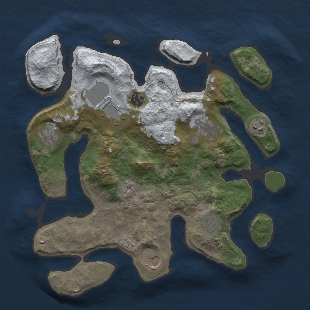 Rust Map: Barren, Size: 3500, Seed: 4840421, 11 Monuments
