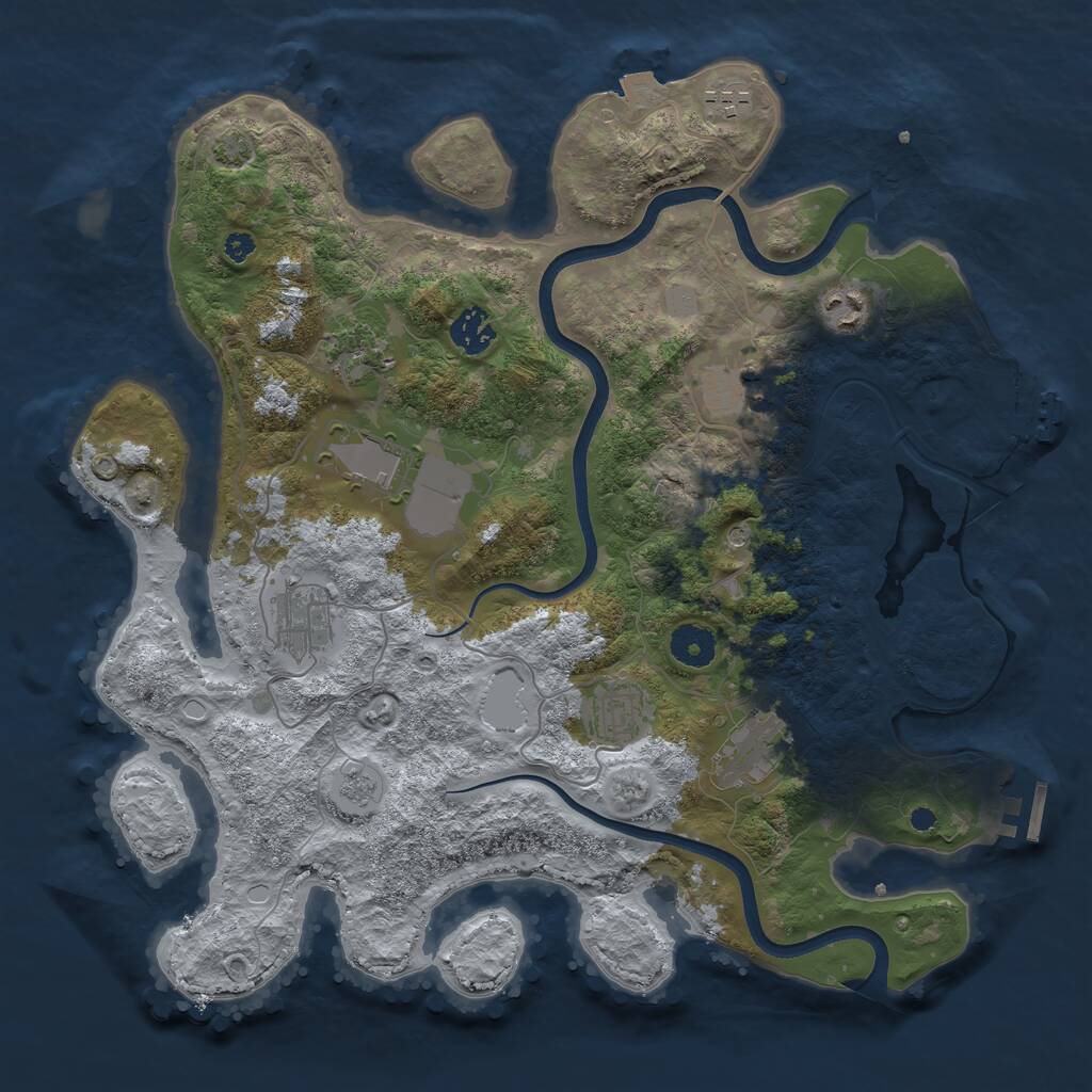 Rust Map: Procedural Map, Size: 3700, Seed: 2461456, 15 Monuments