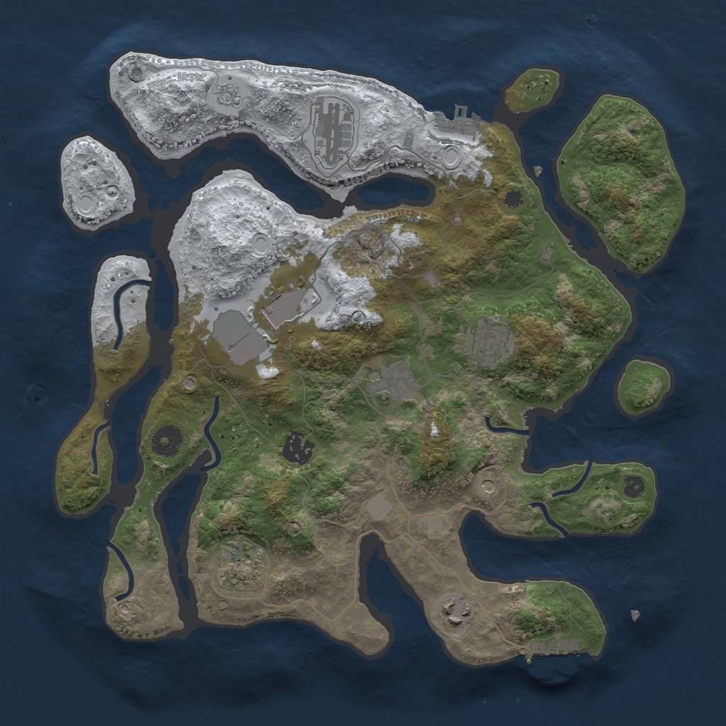 Rust Map: Procedural Map, Size: 3500, Seed: 1461939, 16 Monuments
