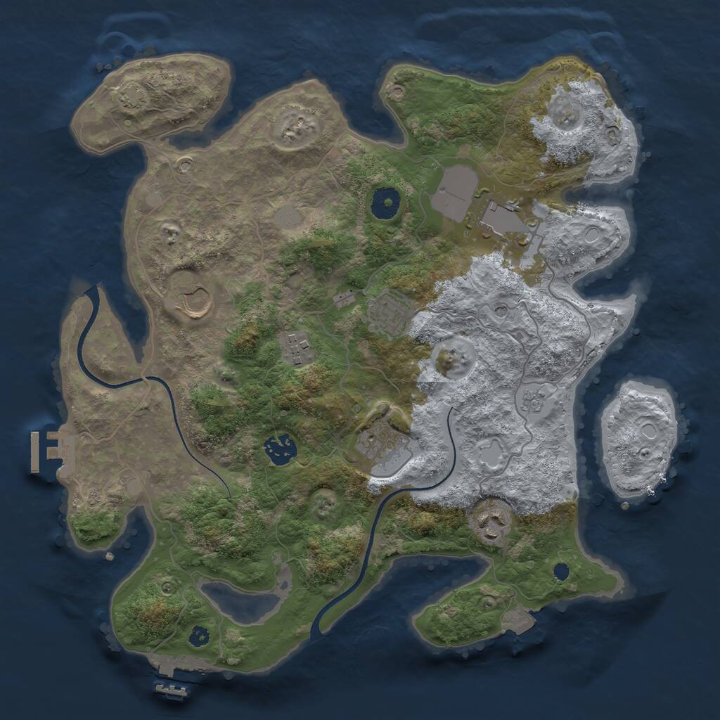 Rust Map: Procedural Map, Size: 3500, Seed: 3103755, 13 Monuments
