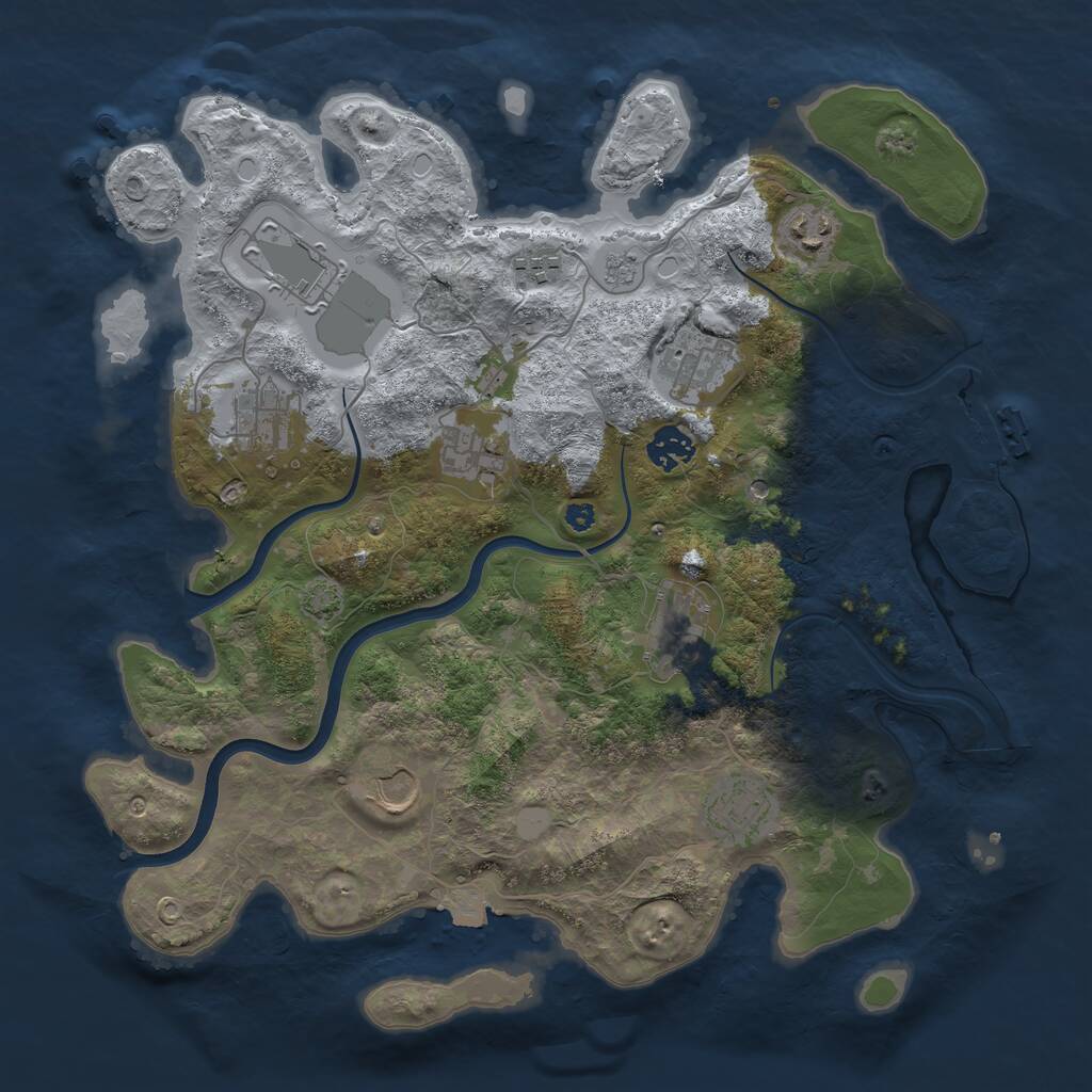 Rust Map: Procedural Map, Size: 3700, Seed: 1706668, 15 Monuments
