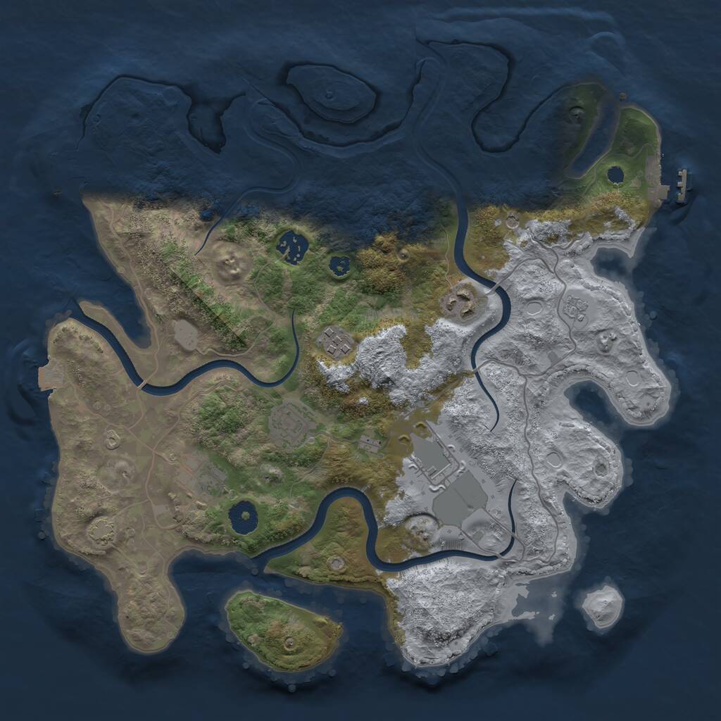 Rust Map: Procedural Map, Size: 3500, Seed: 3938346, 12 Monuments