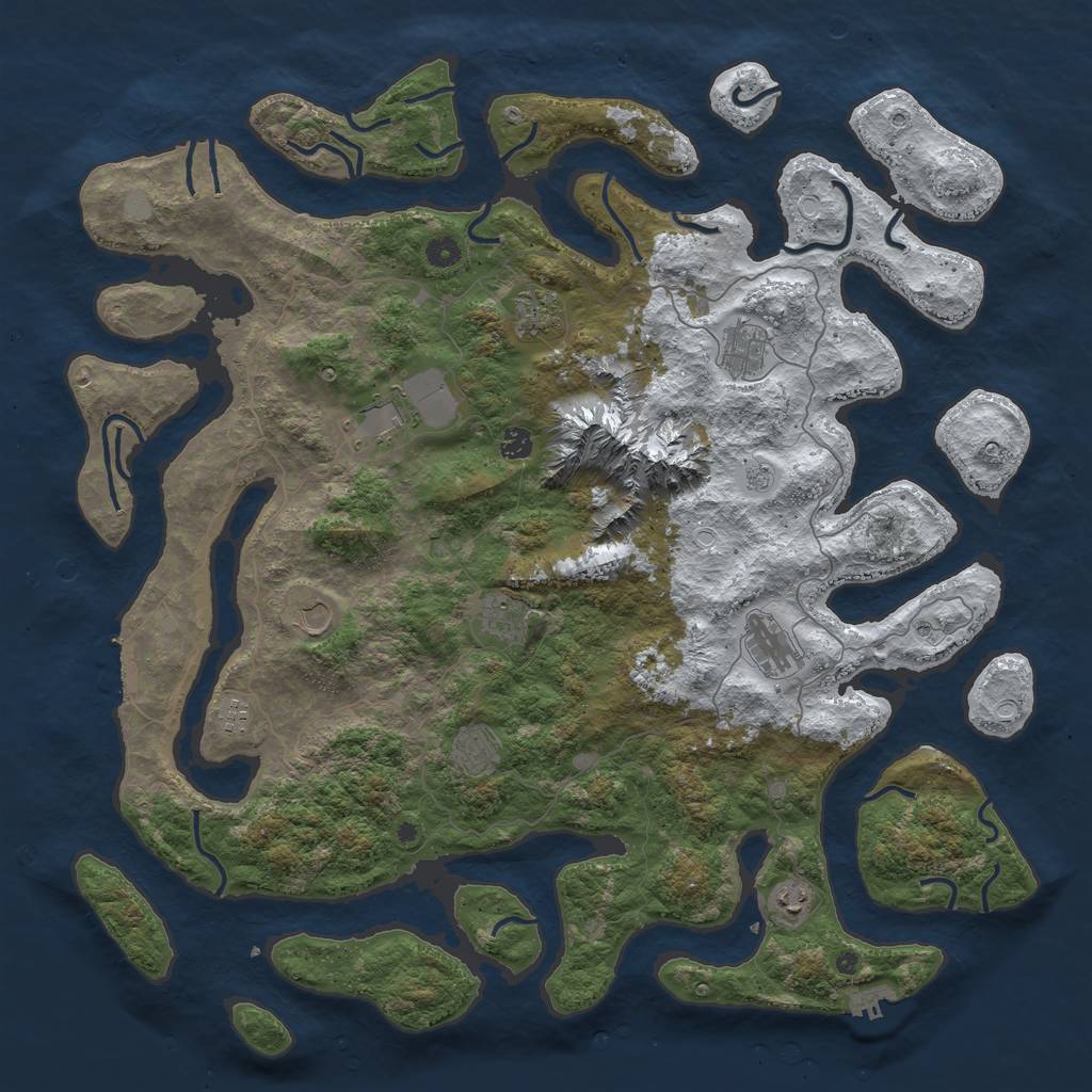 Rust Map: Procedural Map, Size: 5000, Seed: 80085, 19 Monuments