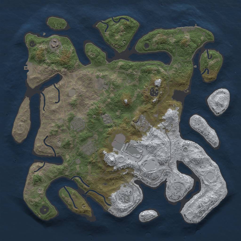 Rust Map: Procedural Map, Size: 4000, Seed: 490782431, 18 Monuments