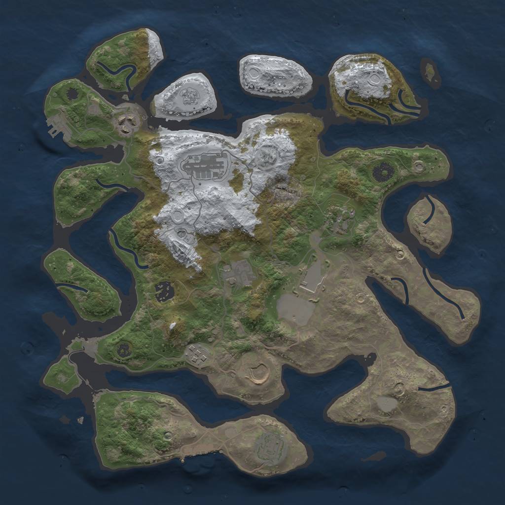 Rust Map: Procedural Map, Size: 3700, Seed: 3087473, 18 Monuments