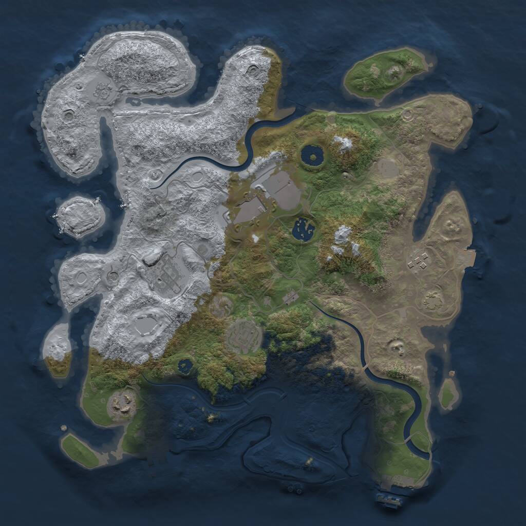 Rust Map: Procedural Map, Size: 3550, Seed: 980668, 12 Monuments