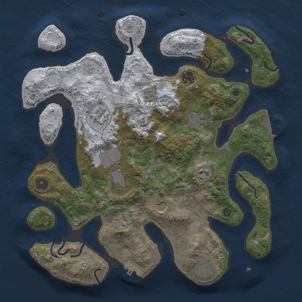 Rust Map: Procedural Map, Size: 3700, Seed: 3452549, 17 Monuments
